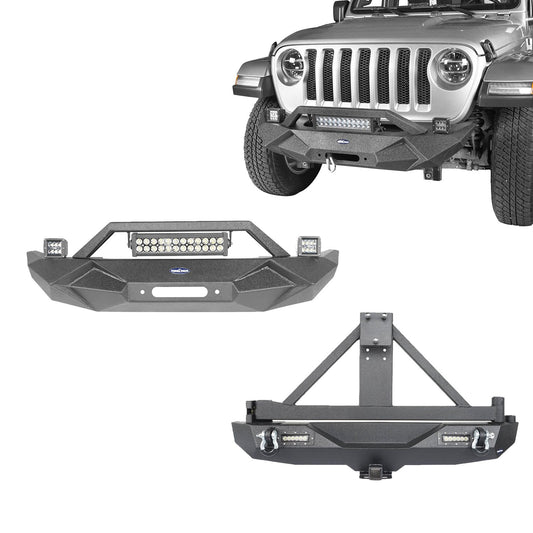 Front Bumper & Rear Bumper w/Tire Carrier(18-25 Jeep Wrangler JL)-LandShaker