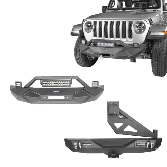 Front Bumper & Rear Bumper w/Tire Carrier(18-24 Jeep Wrangler JL)-LandShaker