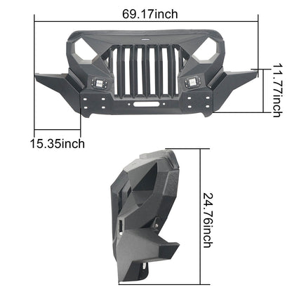 Front Bumper with Mad Max Grill(20-25 Jeep Gladiator JT & 18-25 Jeep Wrangler JL)-LandShaker