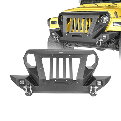 Front Grill & Bumper w/2 D-Rings & Winch Plate Off Road(97-06 Jeep Wrangler TJ)-LandShaker