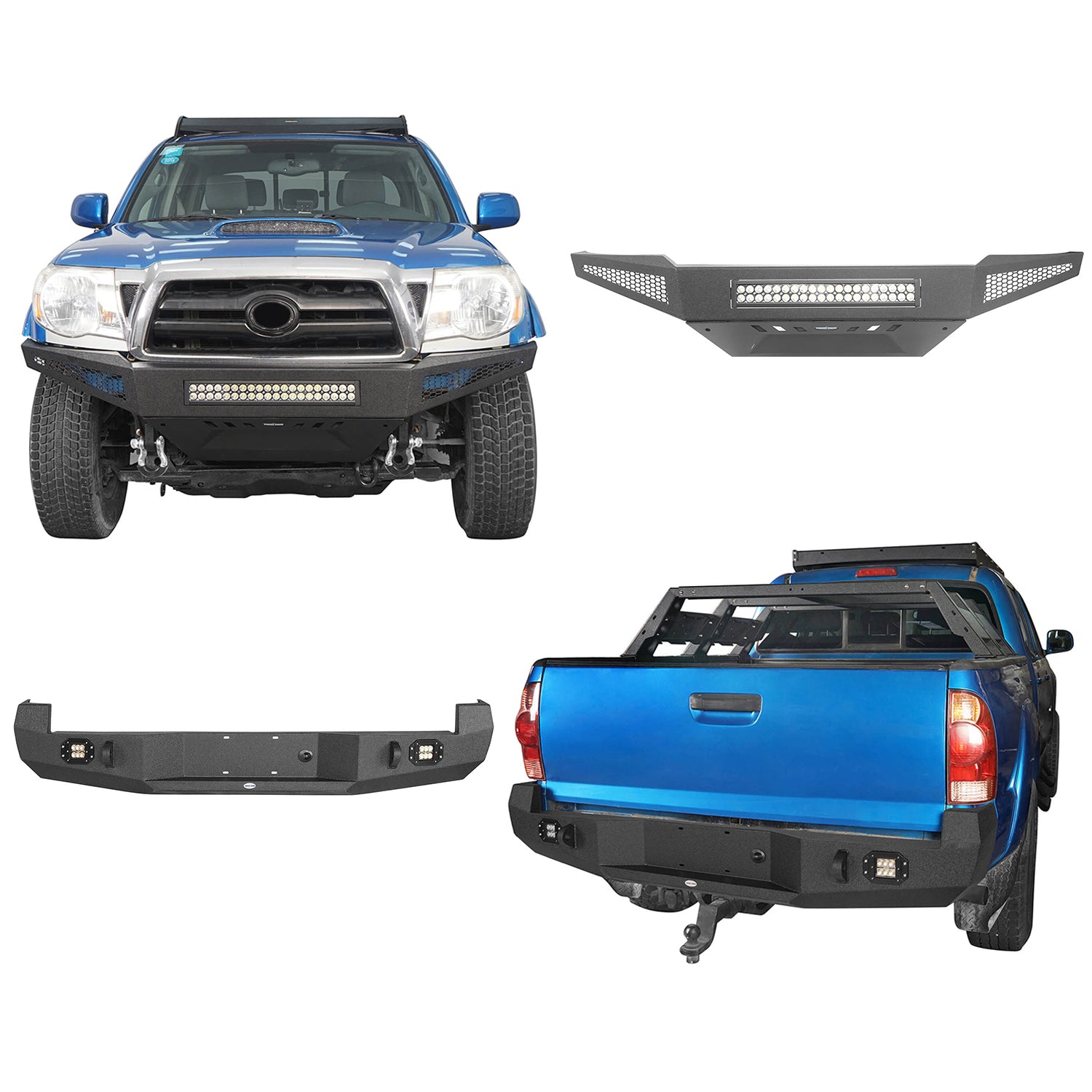 Full Width Front Bumper & Rear Bumper for 2005-2011 Toyota Tacoma  - LandShaker 4x4 b40084011-1