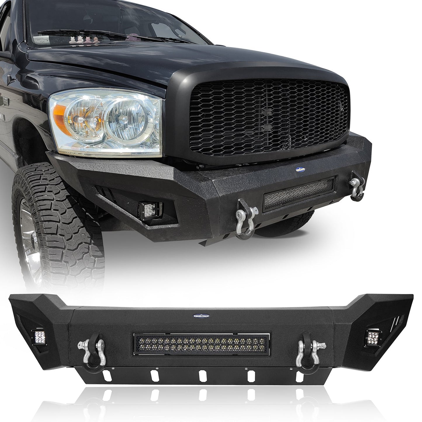 Full Width Front Bumper w/120W LED Light Bar(06-08 Ram 1500)-LandShaker