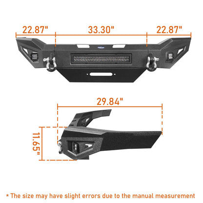 Full Width Front Bumper w/Winch Plate & LED Light Bar(19-24 Ram 2500)-LandShaker