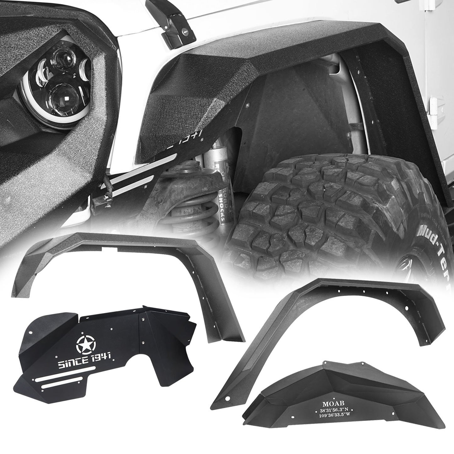 Fender Flares / Front Inner Fender Liners/ Rear Inner Fender Liners(07-18 Jeep Wrangler JK)-LandShaker