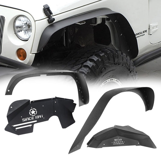 Flat Fender Flares / Front Inner Fender Liners / Rear Inner Fender Liners(07-18 Jeep Wrangler JK)-LandShaker