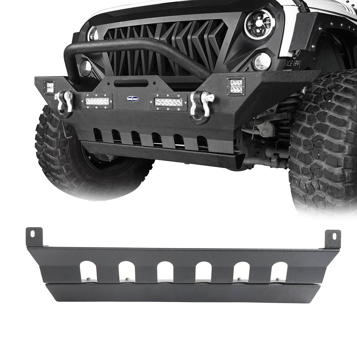 Black Steel Front Skid Plate(07-18 Jeep Wrangler JK)-LandShaker