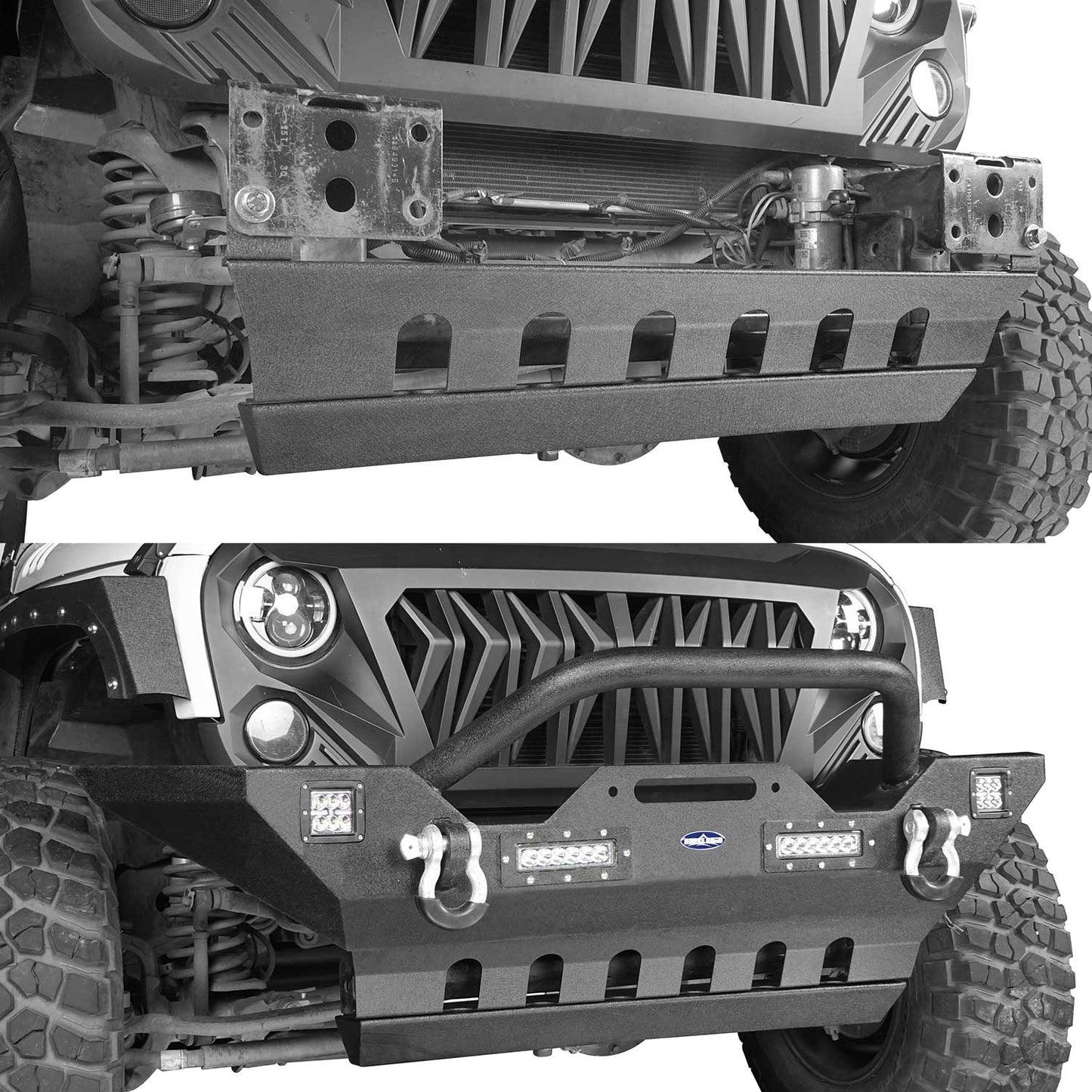 Black Steel Front Skid Plate(07-18 Jeep Wrangler JK)-LandShaker