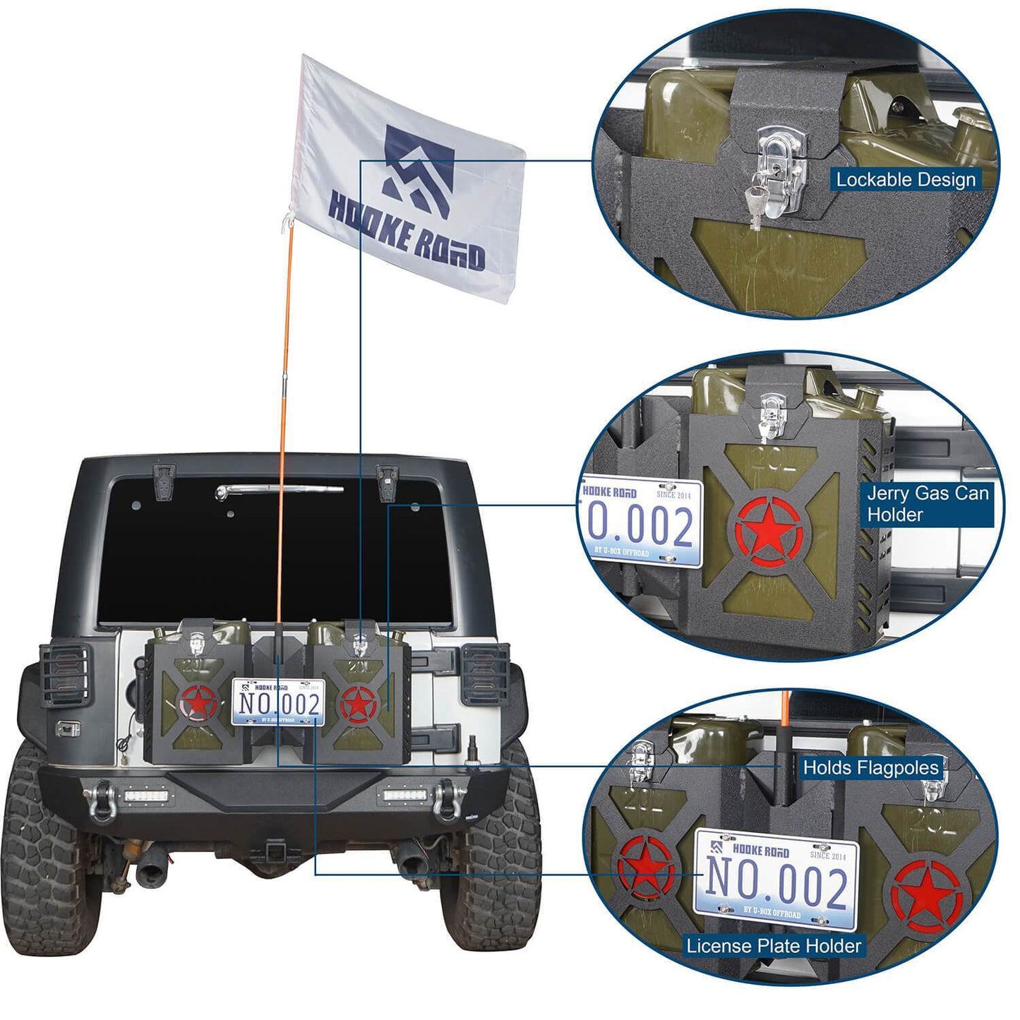 Jerry Gas Can Holder w/Tailgate Mount & Jerry Gas Can(07-18 Jeep Wrangler JK)-LandShaker