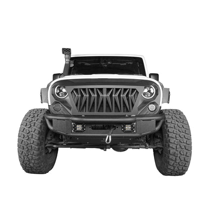 Stubby Tube Front Bumper w/Winch Plate & LED Spotlights(07-18 Jeep Wrangler JK)-LandShaker