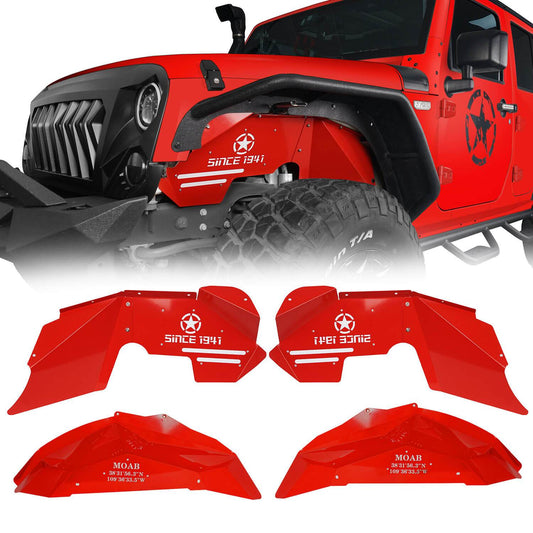 Vivid Red Front Inner Fender Liners / Rear Inner Fender Liners Kit(07-18 Jeep Wrangler JK)-LandShaker