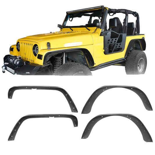 Front & Rear Flat Fender Flares(97-06 Jeep Wrangler TJ)-LandShaker