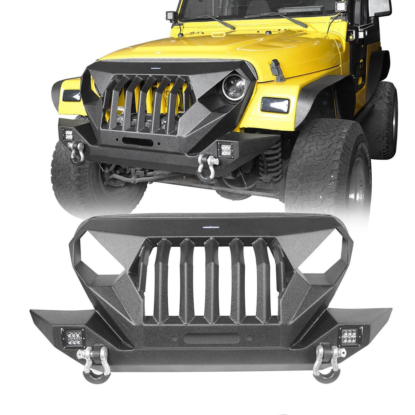 Mad Max Front Bumper w/Grille Guard & Winch Plate(97-06 Jeep Wrangler TJ)-LandShaker