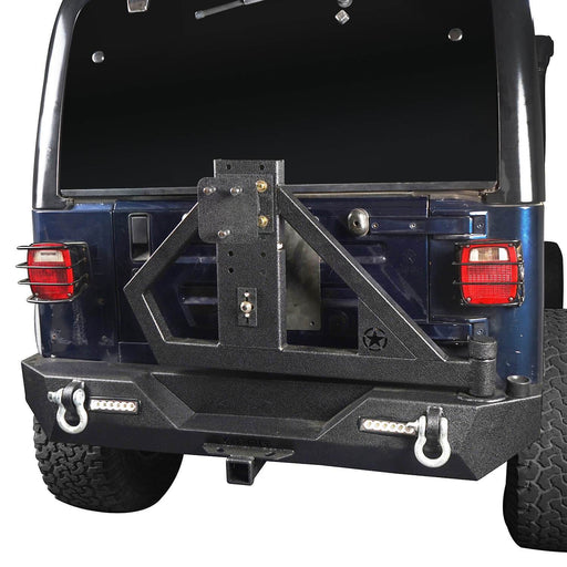 SINGLE ACTION Rear Bumper w/Tire Carrier & Receiver Hitch(97-06 Jeep Wrangler TJ)-LandShaker