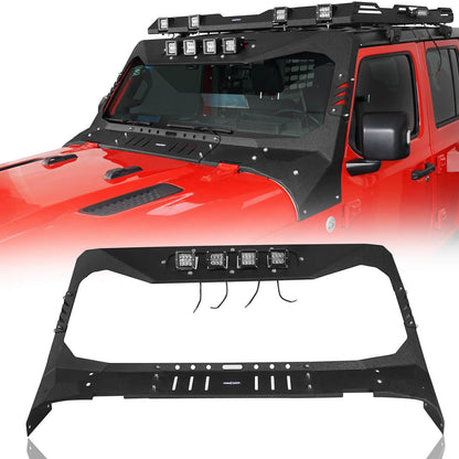 Mad Max Front Bumper w/Wings & Windshield Frame Cover(18-24 Jeep Wrangler JL & Gladiator JT(Excluding Mojave))-LandShaker