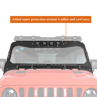 Mad Max Front Bumper w/Wings & Windshield Frame Cover(18-24 Jeep Wrangler JL & Gladiator JT(Excluding Mojave))-LandShaker