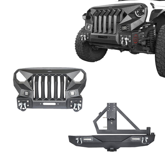 Mad Max Front Bumper & Rear Bumper w/Tire Carrier(07-18 Jeep Wrangler JK)-LandShaker