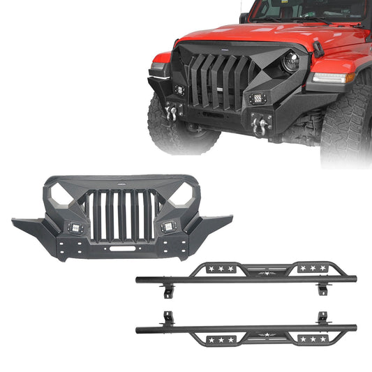 Mad Max Front Bumper Grill & Side Steps(18-24 Jeep Wrangler JL 4 Door)-LandShaker