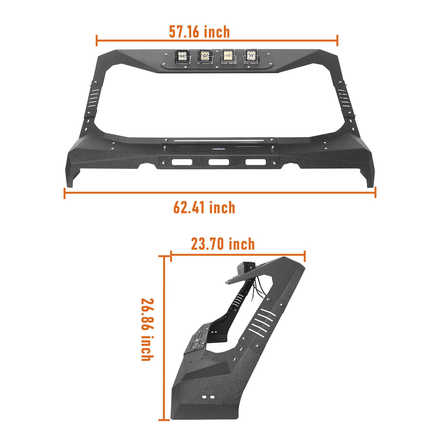 Mad Max Front Bumper w/Steel Grille Guard & Windshield Frame Cover(07-18 Jeep Wrangler JK)-LandShaker