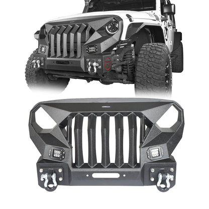 Mad Max Front Bumper w/Steel Grille Guard & Windshield Frame Cover(07-18 Jeep Wrangler JK)-LandShaker