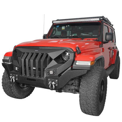 Mad Max Front Bumper w/Wings & Windshield Frame Cover(18-24 Jeep Wrangler JL & Gladiator JT(Excluding Mojave))-LandShaker