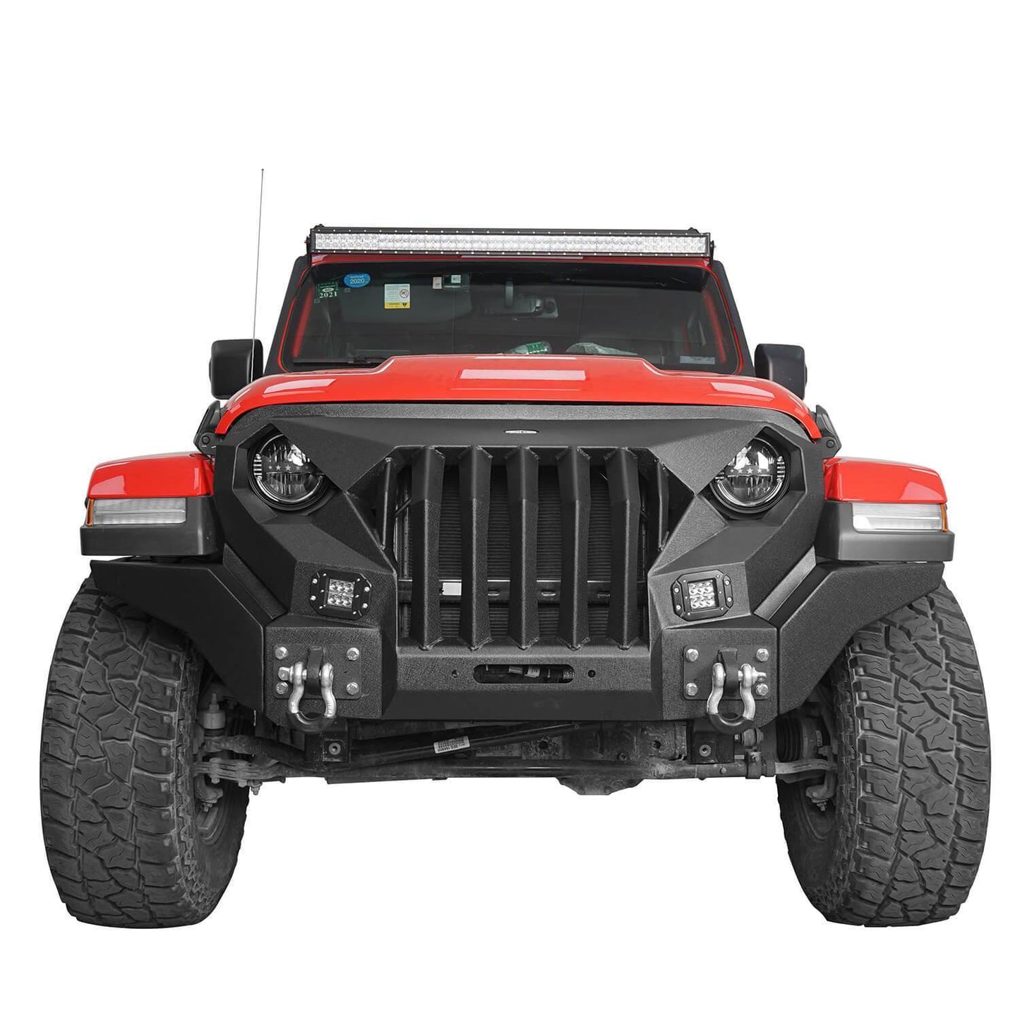 Mad Max Front Bumper w/Wings & Windshield Frame Cover(18-24 Jeep Wrangler JL & Gladiator JT(Excluding Mojave))-LandShaker