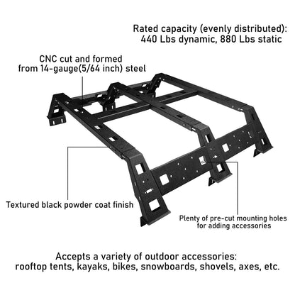 Toyota Tacoma Bed Rack for 2005-2022 Toyota Tacoma - LandShaker 4x4 b4009-8