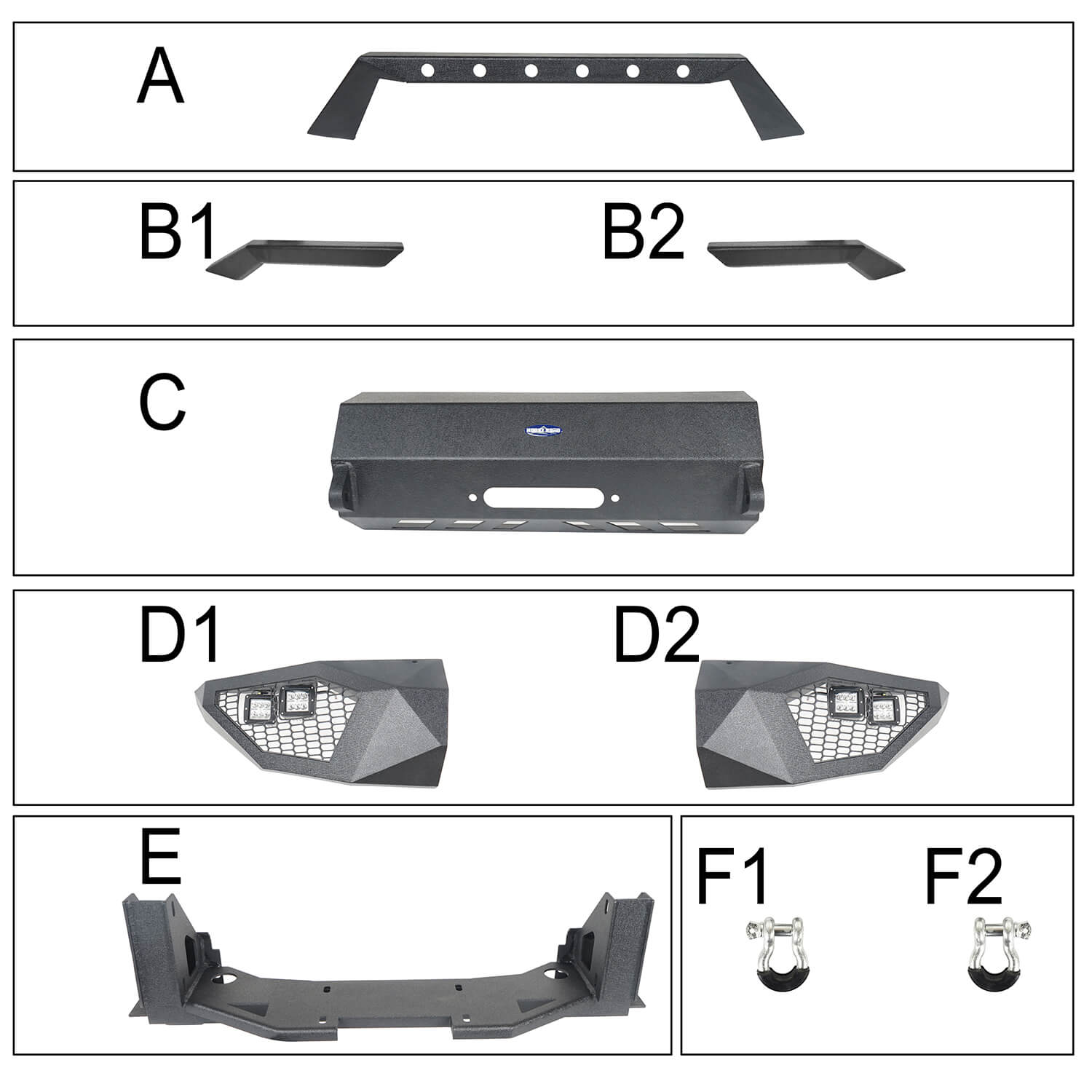 Full Width Front Bumper / Back Bumper / Roof Rack for 2014-2021 Toyota Tundra Crewmax b5000+b5003+b5004 25