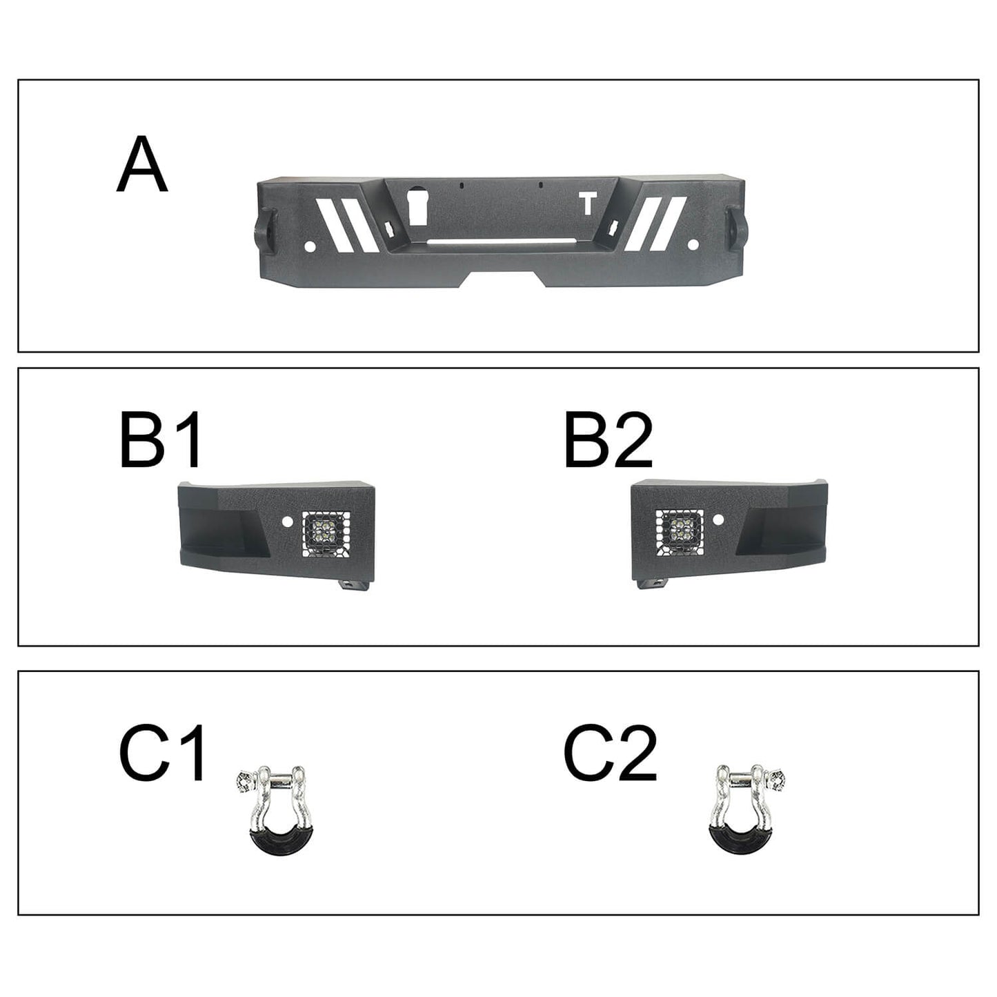 Front Bumper & Full Width Rear Bumper for 2014-2021 Toyota Tundra  b5001+b5002 13